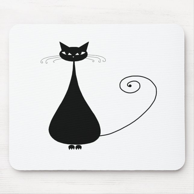 Black Whimsy Kitty 4 Mouse Pad (Front)