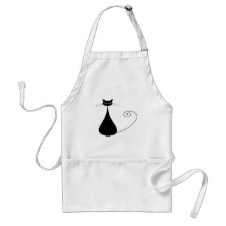 Black Whimsy Kitty 4 Standard Apron