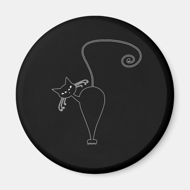 Black Whimsy Kitty 5 Magnet (Front)
