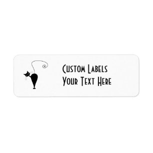 Black Whimsy Kitty 5 Return Address Label