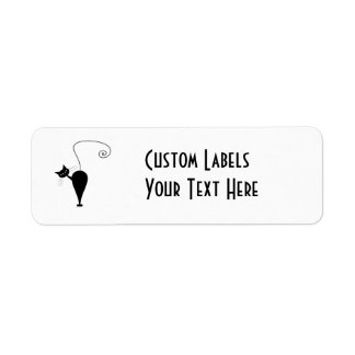 Black Whimsy Kitty 5 Return Address Label