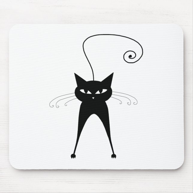 Black Whimsy Kitty 6 Mouse Pad (Front)