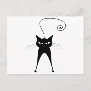Black Whimsy Kitty 6 Postcard