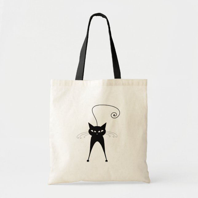 Black Whimsy Kitty 6 Tote Bag (Front)