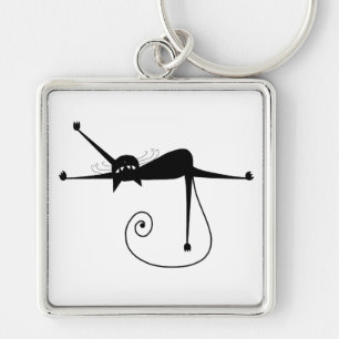Black Whimsy Kitty 7 Key Ring