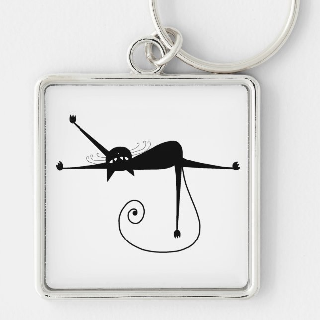 Black Whimsy Kitty 7 Key Ring (Front)