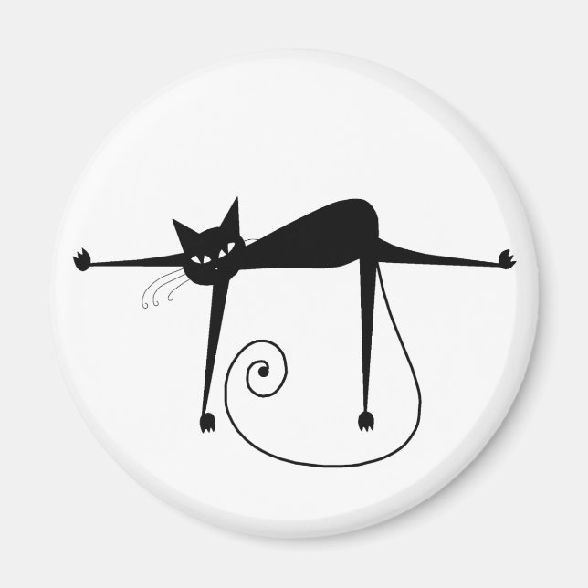 Black Whimsy Kitty 8 Magnet (Front)