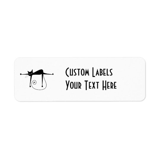 Black Whimsy Kitty 8 Return Address Label