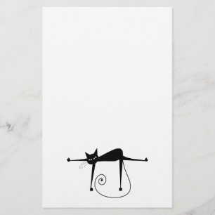 Black Whimsy Kitty 8 Stationery