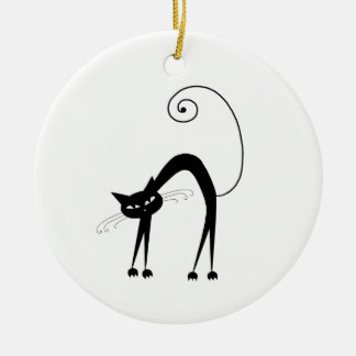 Black Whimsy Kitty 9 Ceramic Tree Decoration