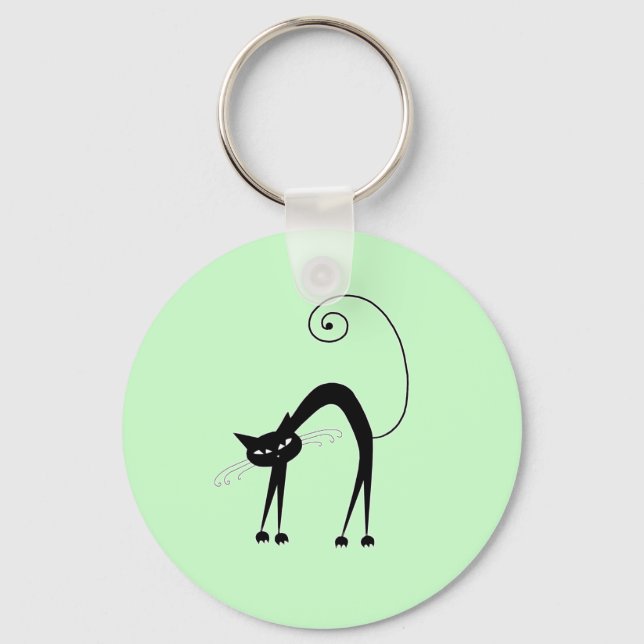 Black Whimsy Kitty 9 Key Ring (Front)