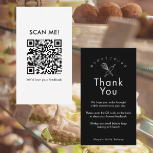 Black Whisk Rolling Pin Leave a Review QR Code Business Card