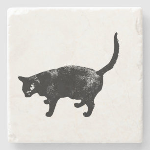 Black Whiskers Meet Candle Glow Stone Coaster