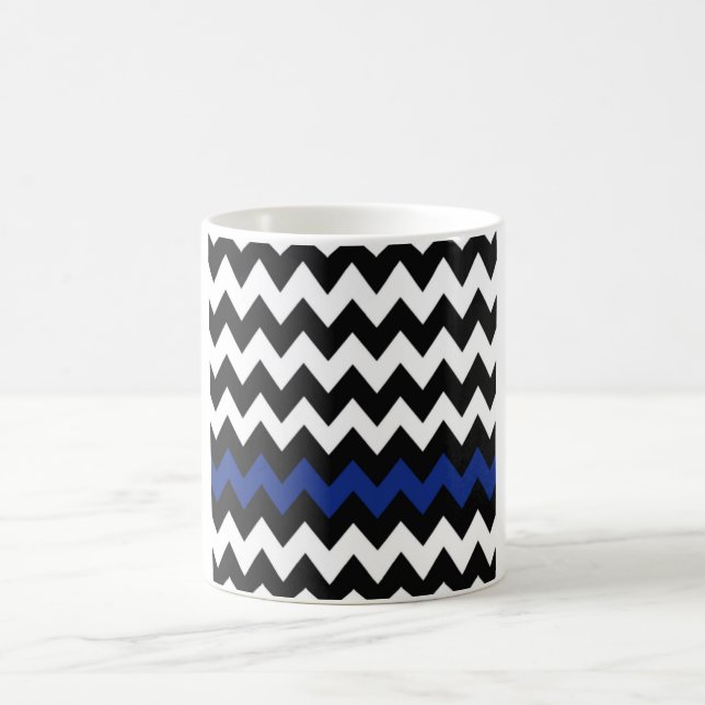 Black, Whit & Royal Blue Chevron – Bold Accent Zig Coffee Mug (Center)
