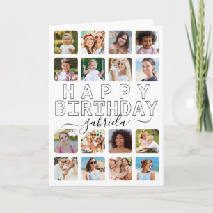 Black & White 16-Photo Collage Birthday Card – Mod