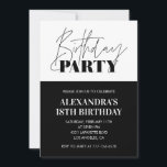 Black White 18th birthday invitations Party<br><div class="desc">Black and white 18th birthday invitations Party elegant modern</div>