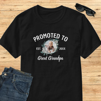 Black & White 1 Photo Promoted To Great Grandpa T-Shirt