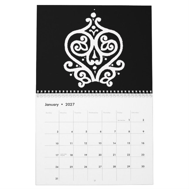 Black & White 2009 Calendar (Jan 2027)
