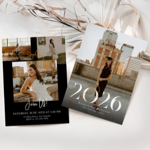 Black & White 2026 Coquette Bow Photo Graduation Invitation