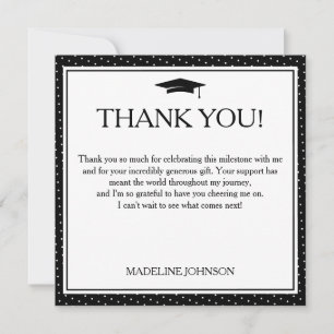 Black & White 2026 Graduation Thank You Card