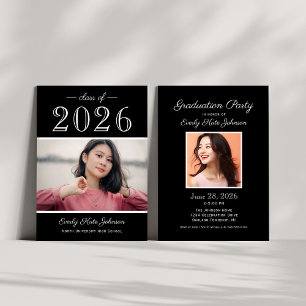 Black White 2026 Photo Graduation Party Invitation