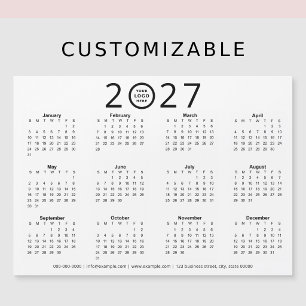 Black White 2027 Custom Logo Business Calendar