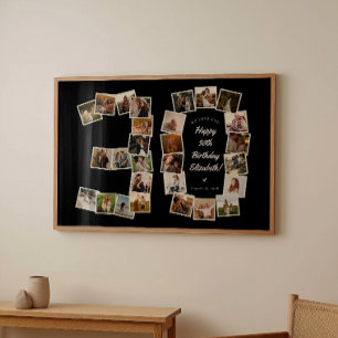 Black White 30th Birthday Number 30 Photo Collage Poster