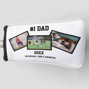 Black White 3 Photo Father's Day Golf Head Cover