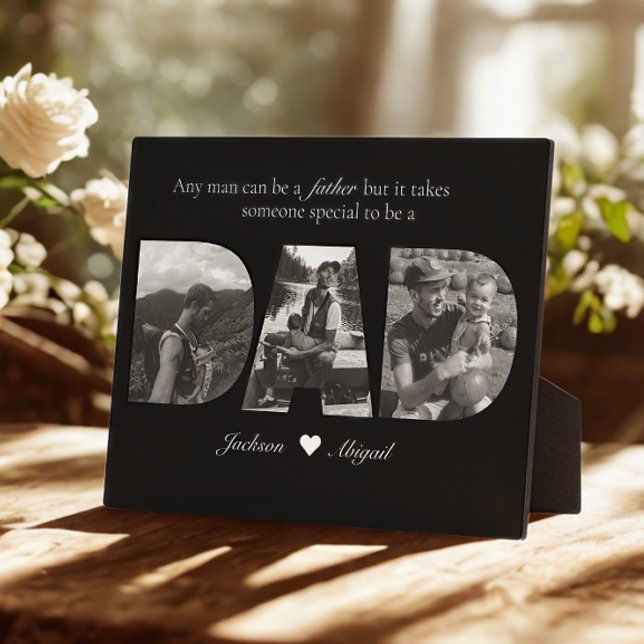 Black & White 3 Pictures Dad Photo Collage Plaque (Creator Uploaded)