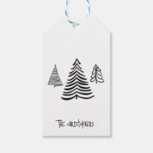Black & White 3 Tree Minimal Gift Tag