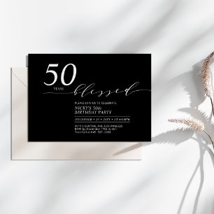 Black & White 50 Years Loved 50th Birthday Party Invitation