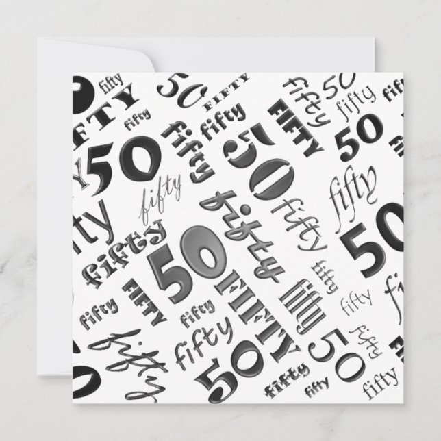 Black & White 50th Birthday Party Invitation (Front)