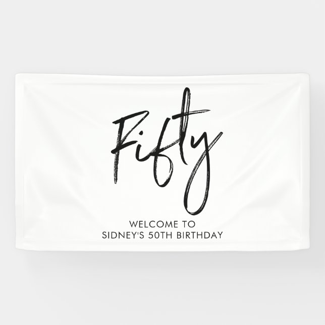 Black & White 50th Birthday Party Welcome Banner (Horizontal)