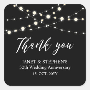 Black & White 50th Wedding Anniversay Celebration Square Sticker