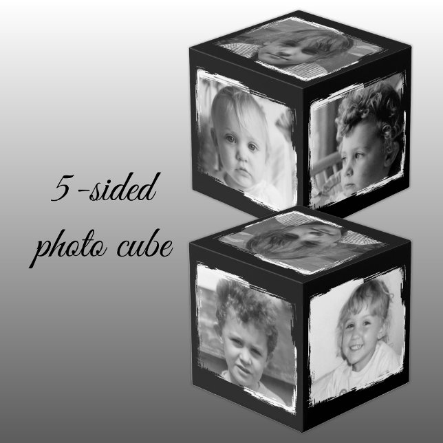 Black white 5 family pictures photo cube (Creator Uploaded)