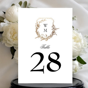 black white 5 x 7 classic gold crest table number