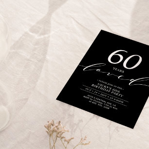 Black & White 60 Years Loved 60th Birthday Party Invitation