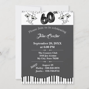 Black & White 60th Birthday Invitation with Martin