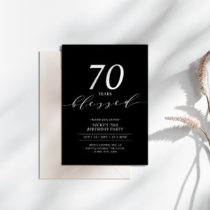 Black & White   70 Years Loved 70th Birthday Party Invitation