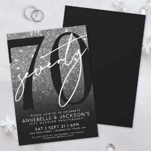 Black White 70th Wedding Anniversary Invitation