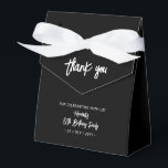 Black & White | 80th Birthday Party Thank you Favour Box<br><div class="desc">Give thanks to your guests with this personalised birthday party favour box. This design features chic brush lettering "Thank you" "Your name's 80th Birthday Party. This custom favour box will add a personal touch to your special celebrations. Matching invitations and party supplies are available at my shop BaraBomDesign.</div>