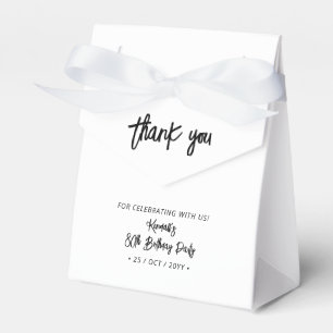 Black & White 80th Birthday Party Thank you Favour Box