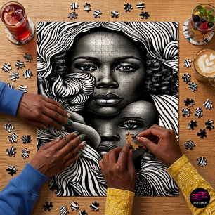 Black & White Abstract African American Women Jigsaw Puzzle