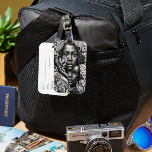 Black & White Abstract African American Women Luggage Tag