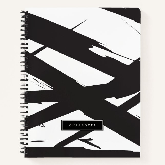 Black & White Abstract Art Line Decorative Notebook (Front)