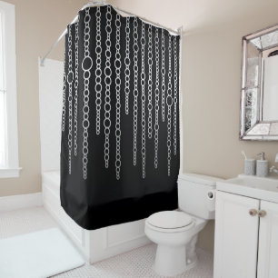 Black & White Abstract Chains Shower Curtain