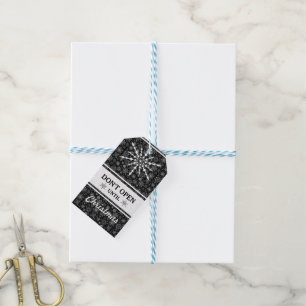 Black & White Abstract Christmas Star Gift Tags