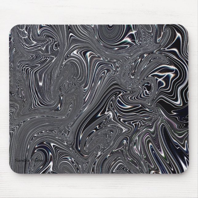 Black & White Abstract Digital Art Mouse Pad (Front)