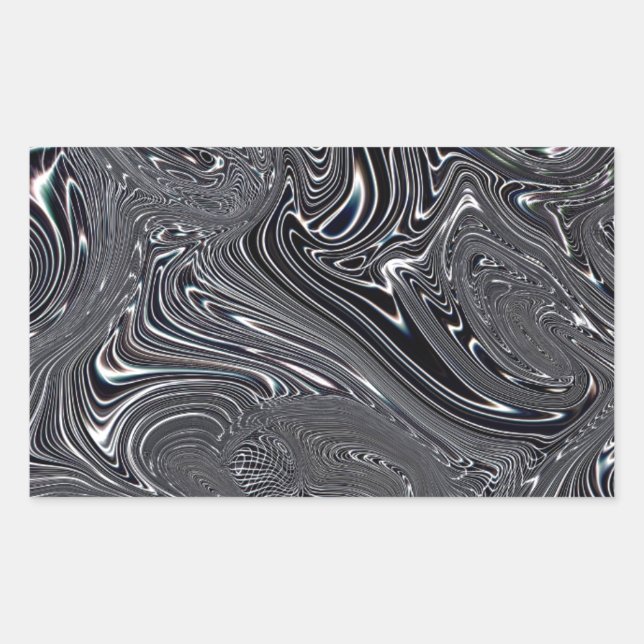 Black & White Abstract Digital Art Rectangular Sticker (Front)