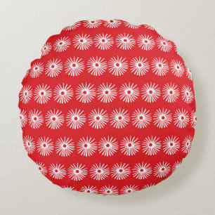 Black white, abstract floral texture. round cushion